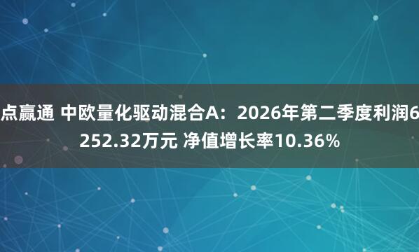 点赢通 中欧量化驱动混合A：2026年第二季度利润6252.32万元 净值增长率10.36%